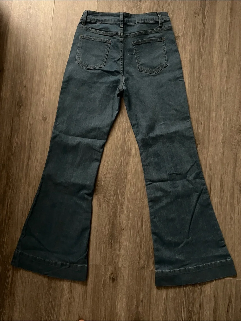 Women's Blue Flare Jeans with Front Button Detail- Retro Sailor Jeans